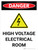 Danger: High Voltage Electrical Room Portrait with Icon - Wall Sign