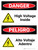 Danger: High Voltage Inside Bilingual Spanish with Icons - Wall Sign