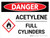 Danger: Acetylene Full Cylinders Landscape with Icon - Wall Sign