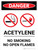Danger: Acetylene No Smoking No Open Flames Portrait with Icon - Wall Sign