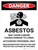 Danger: Asbestos May Cause Cancer Authorized Personnel Only Wear PPE Portrait with Icon - Wall Sign