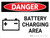 Danger: Battery Charging Area Landscape with Icon - Wall Sign