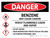 Danger: Benzene May Cause Cancer Highly Flammable Liquid Landscape with Icon - Wall Sign