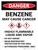 Danger: Benzene May Cause Cancer Highly Flammable Liquid Portrait with Icon - Wall Sign
