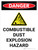 Danger: Combustible Dust Explosion Hazard Portrait with Icon - Wall Sign