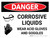 Danger: Corrosive Liquids Wear Gloves and Goggles Landscape with Icon - Wall Sign