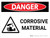 Danger: Corrosive Material Warning Landscape with Icon - Wall Sign