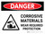 Danger: Corrosive Materials Wear Required Protection Landscape with Icon - Wall Sign