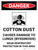 Danger: Cotton Dust Causes Damage To Lungs Portrait with Icon - Wall Sign