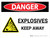 Danger: Explosives Keep Away Landscape with Icon - Wall Sign