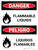 Danger: Flammable Liquids Bilingual Spanish with Icons - Wall Sign
