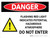 Danger: Flashing Red Light Indicates Hazardous Atmosphere Do Not Enter Landscape with Icons - Wall Sign