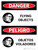 Danger: Flying Objects Bilingual Spanish with Icons - Wall Sign
