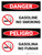Danger: Gasoline No Smoking Bilingual Spanish with Icons - Wall Sign