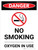 Danger: Hazard No Smoking Oxygen Use Portrait with Icon - Wall Sign