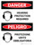 Danger: Hearing Protection Required Bilingual Spanish with Icons - Wall Sign