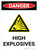 Danger: High Explosives Portrait with Icon - Wall Sign