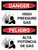 Danger: High Pressure Gas Bilingual Spanish with Icons - Wall Sign