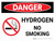 Danger: Hydrogen No Smoking Landscape with Icon - Wall Sign