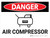 Danger: Air Compressor Landscape with Icon - Wall Sign