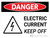 Danger: Electric Current Keep Off Landscape with Icon - Wall Sign