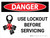 Danger: Use Lockout Before Servicing Landscape with Icon - Wall Sign