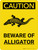 Caution: Beware of Alligator Portrait With Icon - Wall Sign