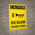 Caution: Go Slow Sound Horn Portrait With Icon - Wall Sign
