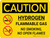 Caution: Hydrogen Flammable Gas No Smoking No Open Flames Landscape With Icons - Wall Sign