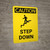Caution: Step Down Portrait With Icon - Wall Sign