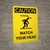 Caution: Watch Your Head Portrait with Icon - Wall Sign