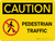 Caution: Pedestrian Traffic Landscape With Icon - Wall Sign