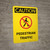Caution: Pedestrian Traffic Portrait With Icon - Wall Sign