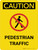 Caution: Pedestrian Traffic Portrait With Icon - Wall Sign