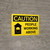 Caution: People Working Above Landscape With Icon - Wall Sign