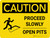 Caution: Proceed Slowly - Open Pits Landscape With Icon - Wall Sign