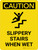 Caution: Slippery Stairs When Wet Portrait With Icon - Wall Sign