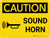 Caution: Sound Horn Landscape With Icon - Wall Sign