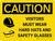 Caution: Visitors Must Wear Hard Hats Glasses Landscape With Icon - Wall Sign