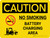Caution: No Smoking Battery Charging Area Landscape With Icon - Wall Sign