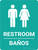 Restroom Bilingual Spanish Green with Icon - Wall Sign