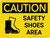 Caution: Safety Shoes Area Landscape With Icon - Wall Sign