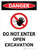Danger: Do Not Enter Open Excavation Portrait with Graphic - Wall Sign