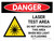 Danger: Laser Test Area Do Not Approach This Area When Light is Flashing Landscape with Graphic - Wall Sign