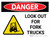 Danger: Look Out For Fork Trucks Landscape with Graphic - Wall Sign