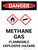 Danger: Methane Gas Flammable Explosive Hazard Portrait with Graphic - Wall Sign