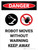 Danger: Robot Moves Without Warning Keep Away Portrait with Graphic - Wall Sign