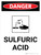 Danger: Sulfuric Acid Warning Portrait with Graphic - Wall Sign