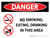 Danger: No Smoking Eating Drinking in This Area Landscape with Graphic - Wall Sign