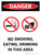 Danger: No Smoking Eating Drinking in This Area Portrait with Graphic - Wall Sign
